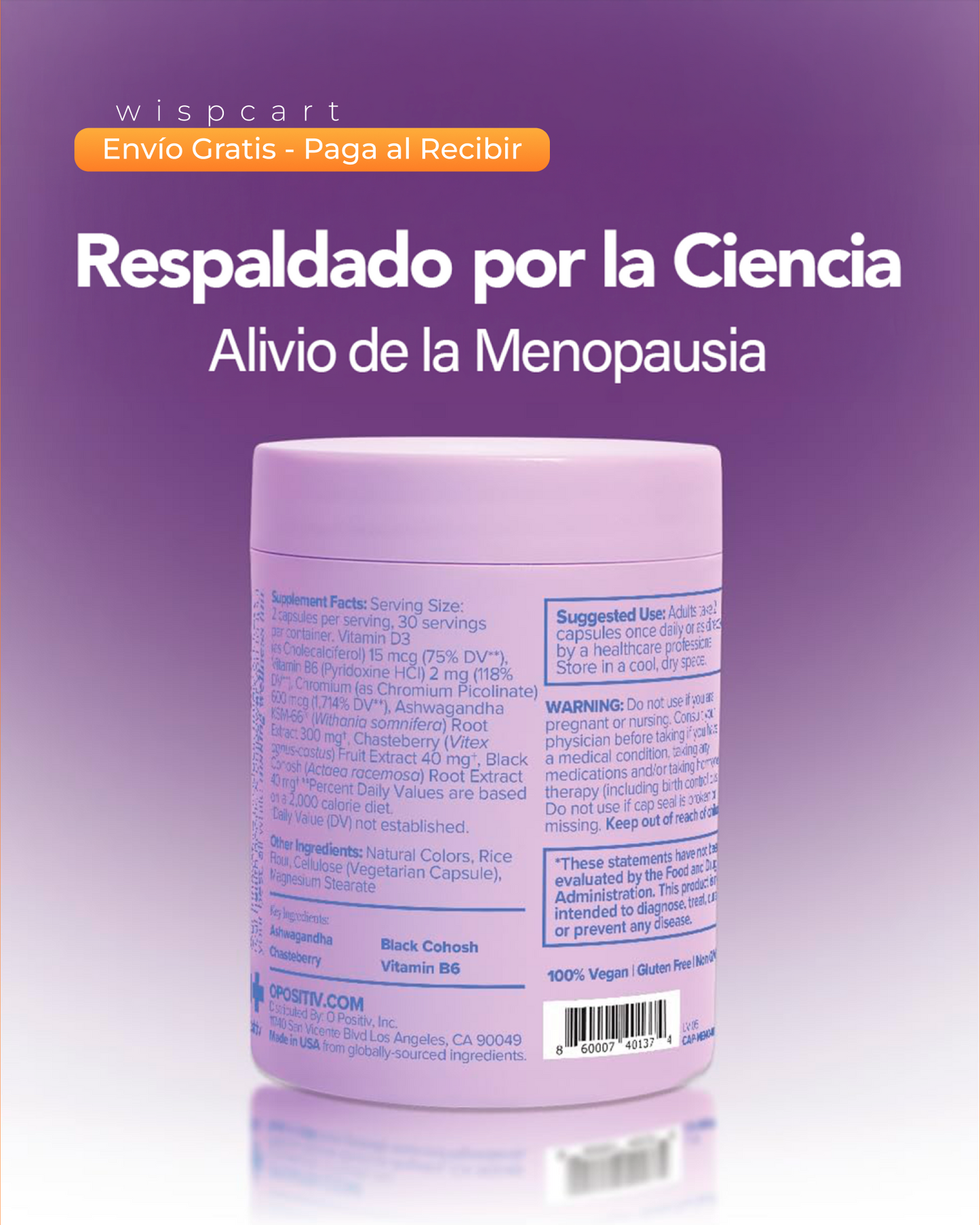 O Positiv MENO Vitaminas revitalizantes para la Menopausia
