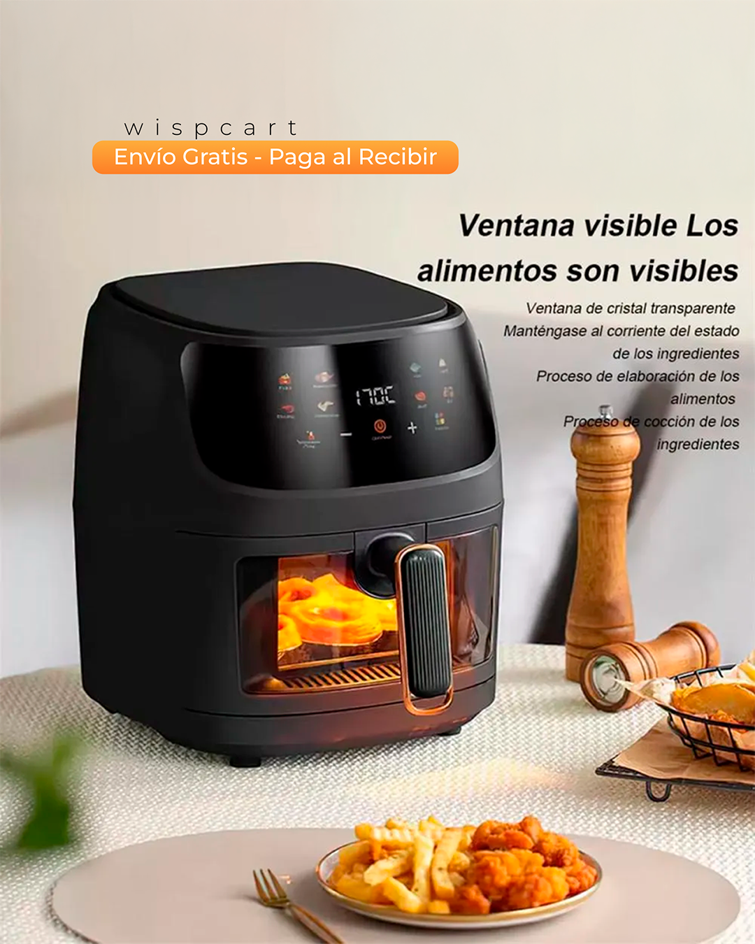 Freidora De Aire 8Litros Xhome 2400W Pantalla Táctil Digital