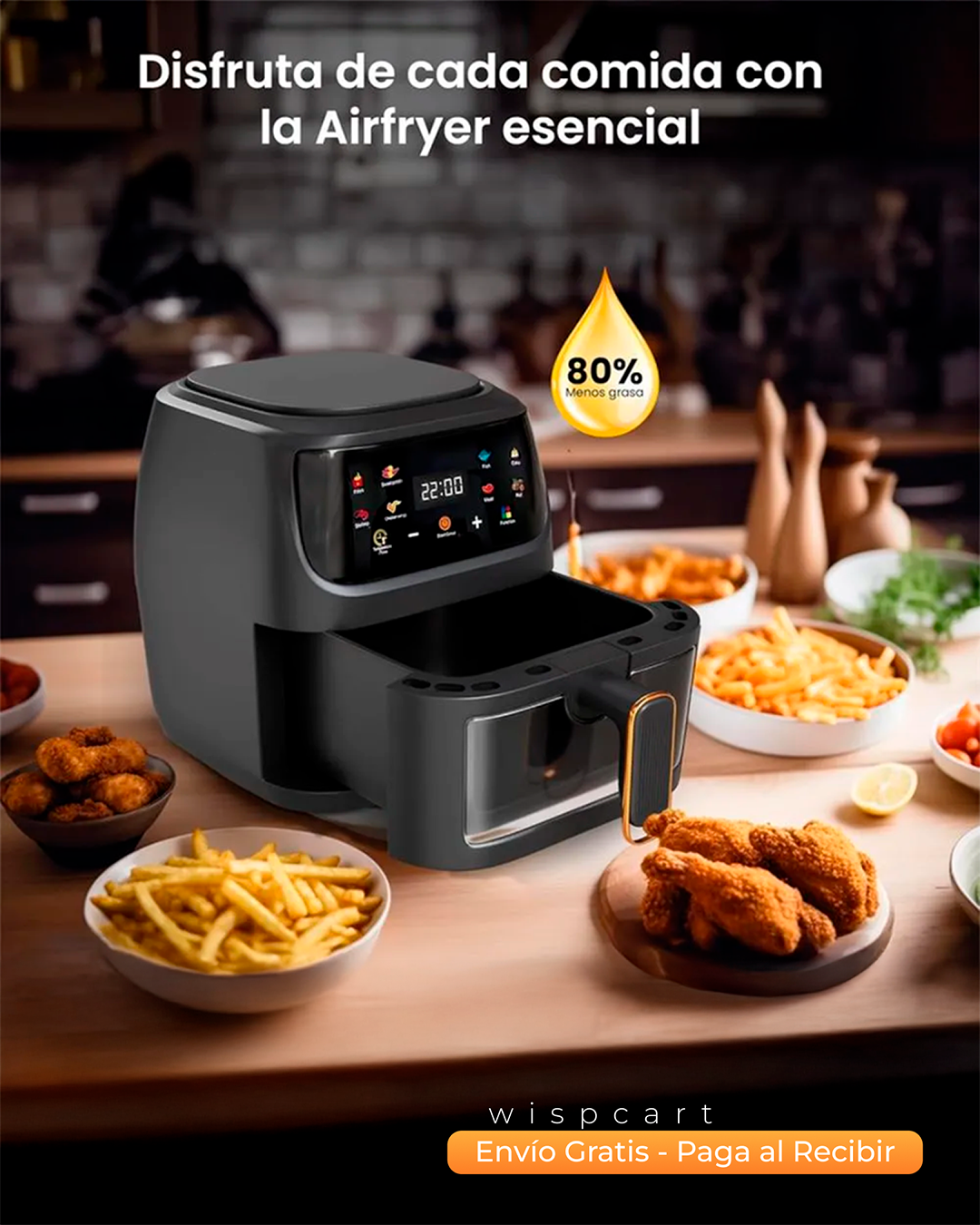 Freidora De Aire 8Litros Xhome 2400W Pantalla Táctil Digital