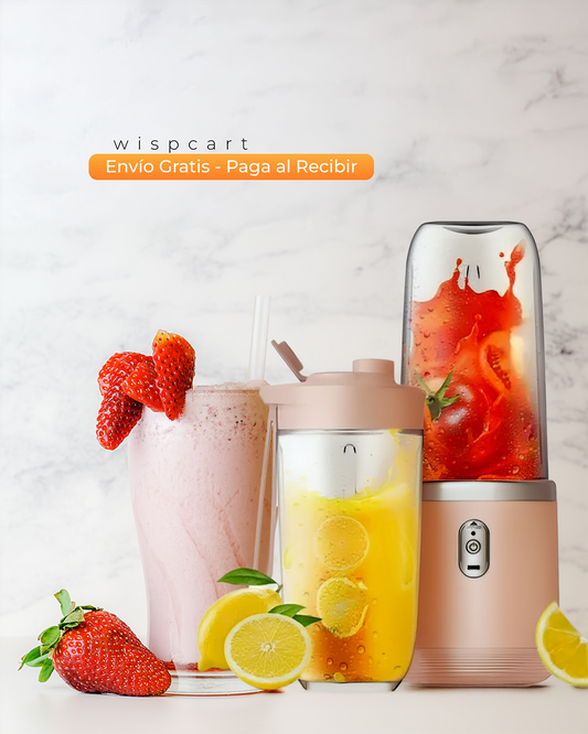 Licuadora Portatil Doble Uso Batidos Jugos Recargable-Rosa
